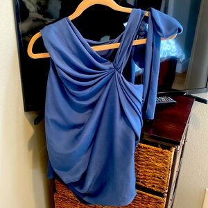 Silk one shoulder tie blouse